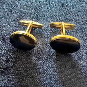 Gold tone and Black Onyx Cufflinks